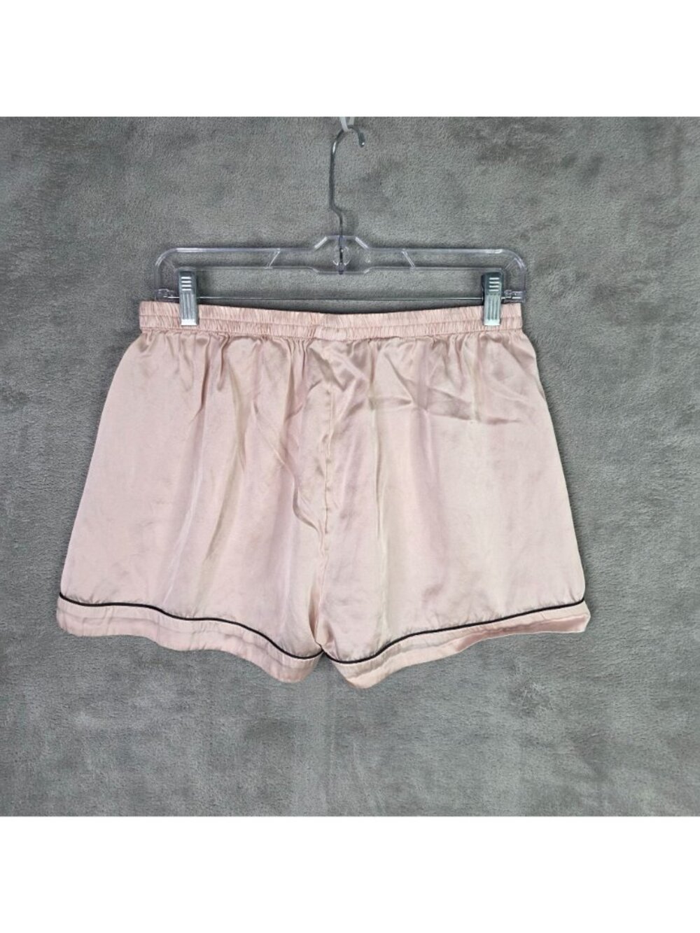 Womens Silk silky 100% Silk Pink Pajama Set Contrast Trim Button Up Top Size XL - Picture 10 of 14